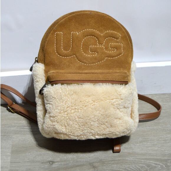 UGG Donnie II Mini Backpack Suede and Sheepskin Cream & Brown main image 5